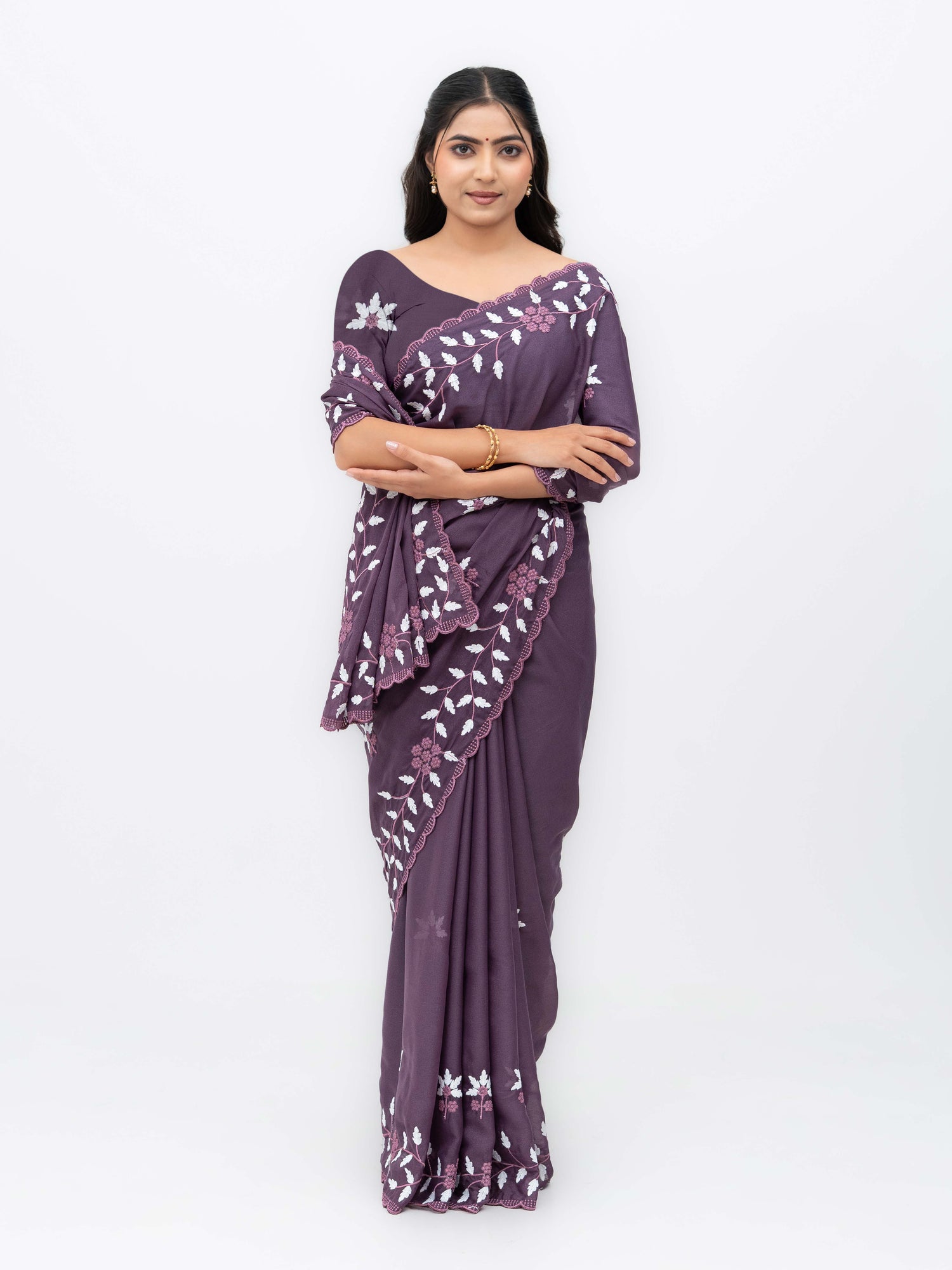 Wine Purple Georgette Saree