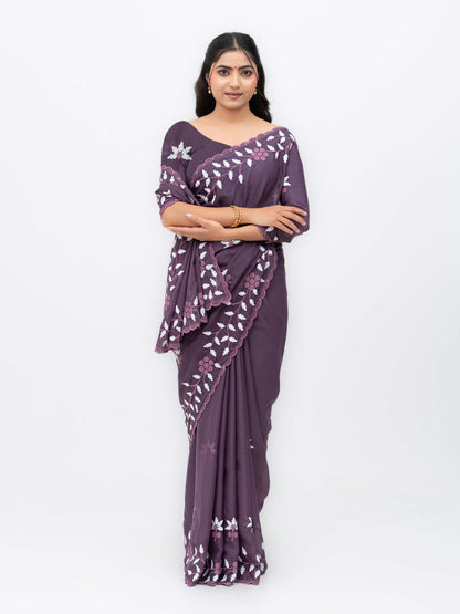 Wine Purple Georgette Saree