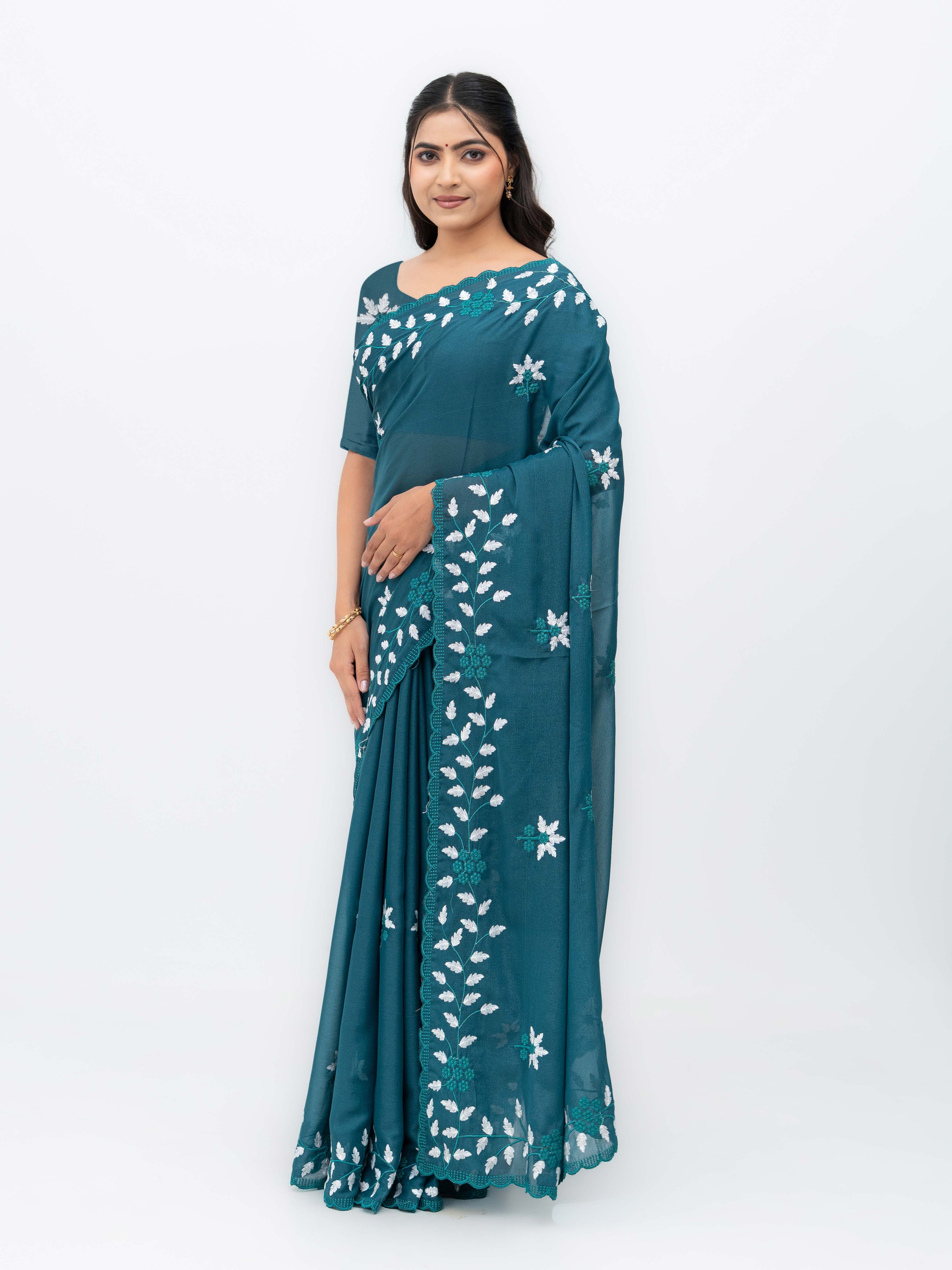 Blue Georgette Saree