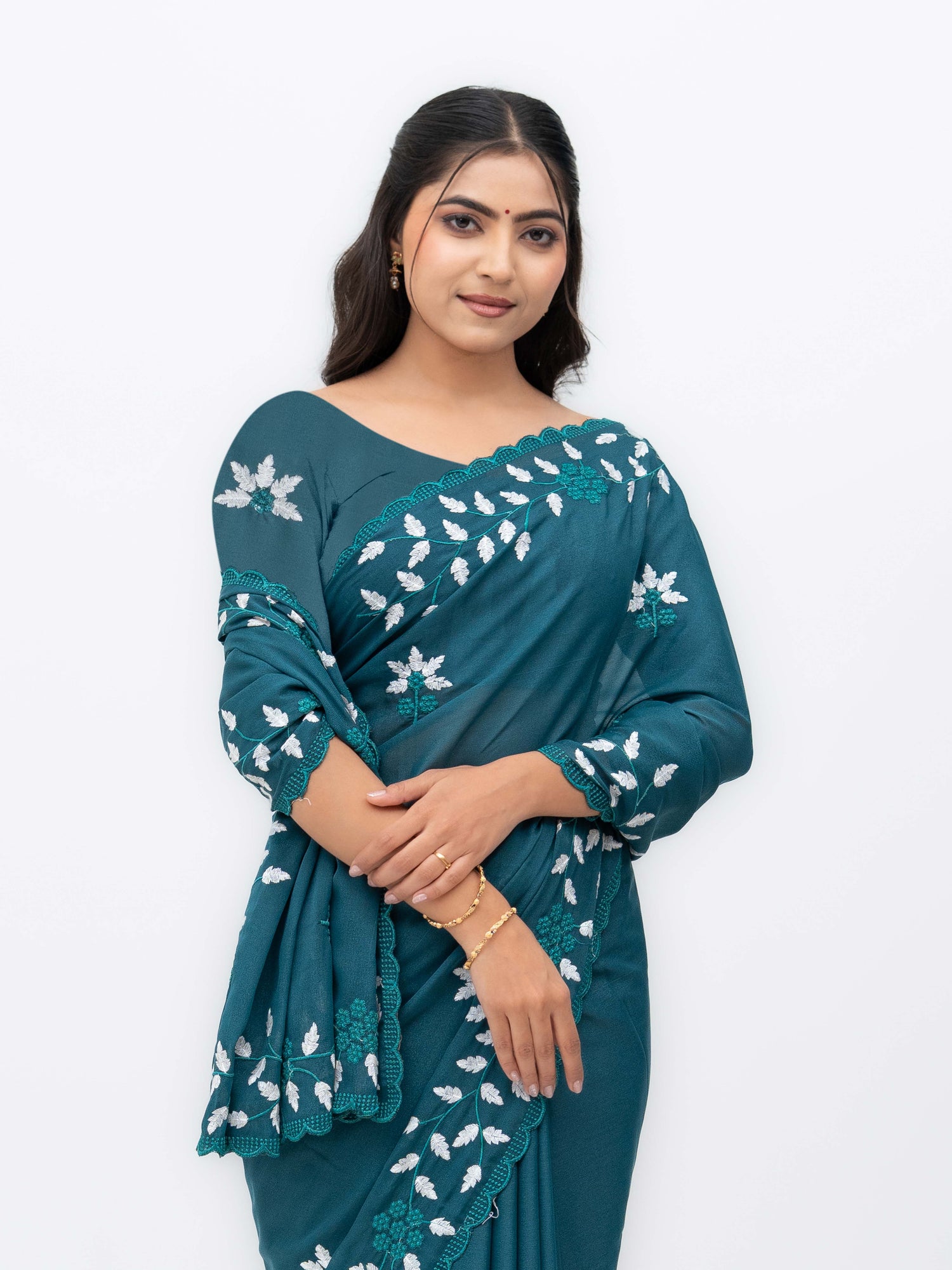 Blue Georgette Saree