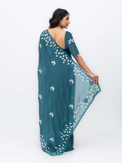 Blue Georgette Saree