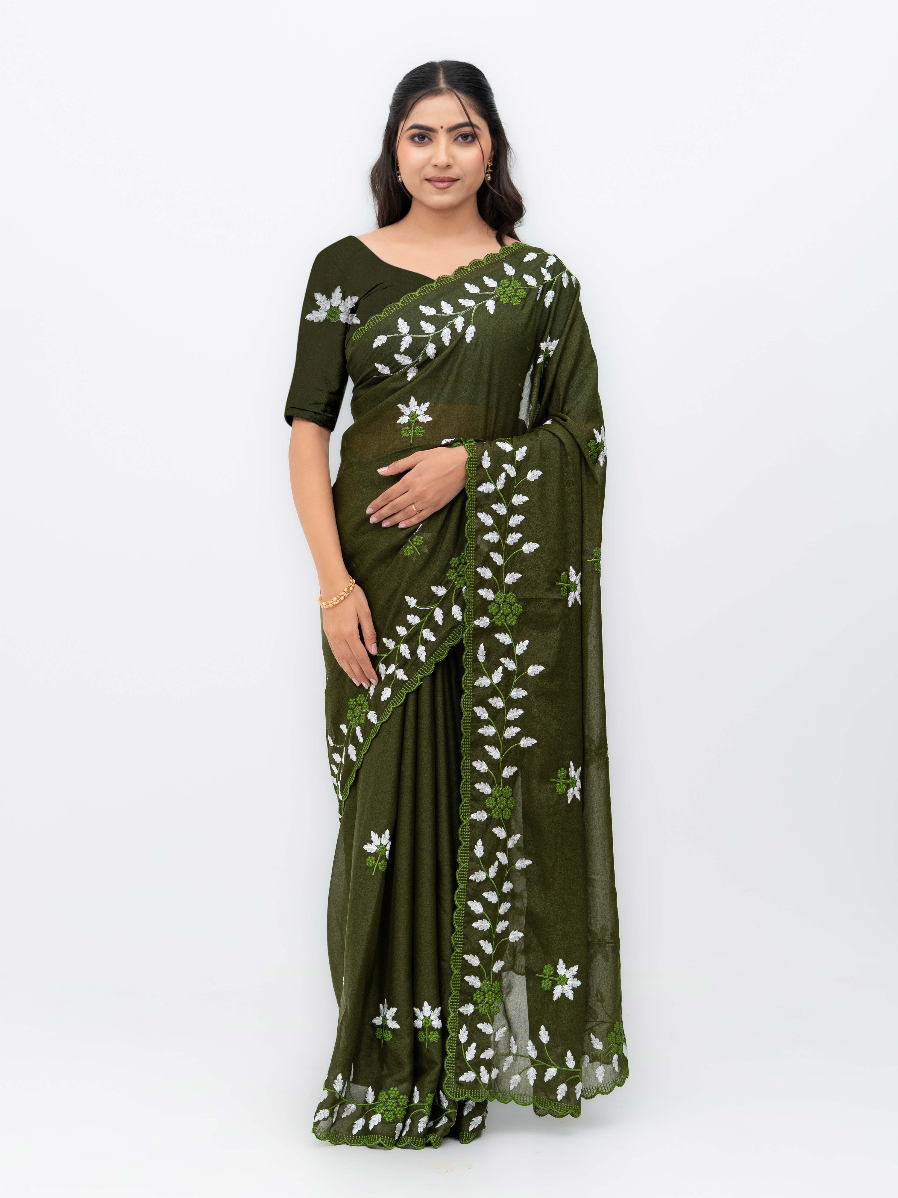 Green Georgette Saree