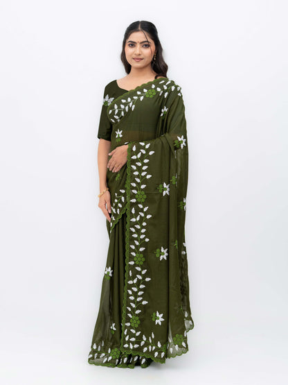 Green Georgette Saree