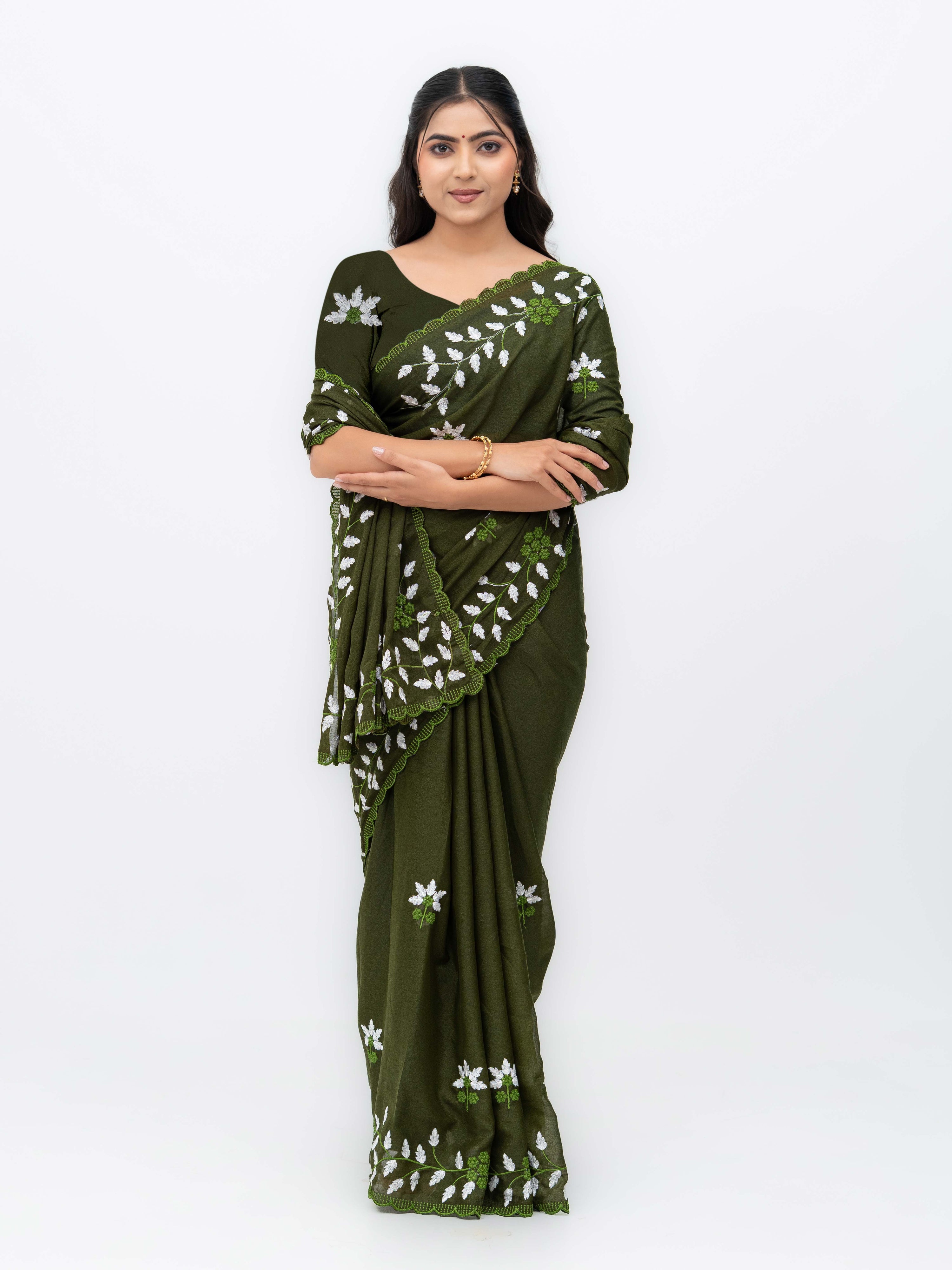 Green Georgette Saree