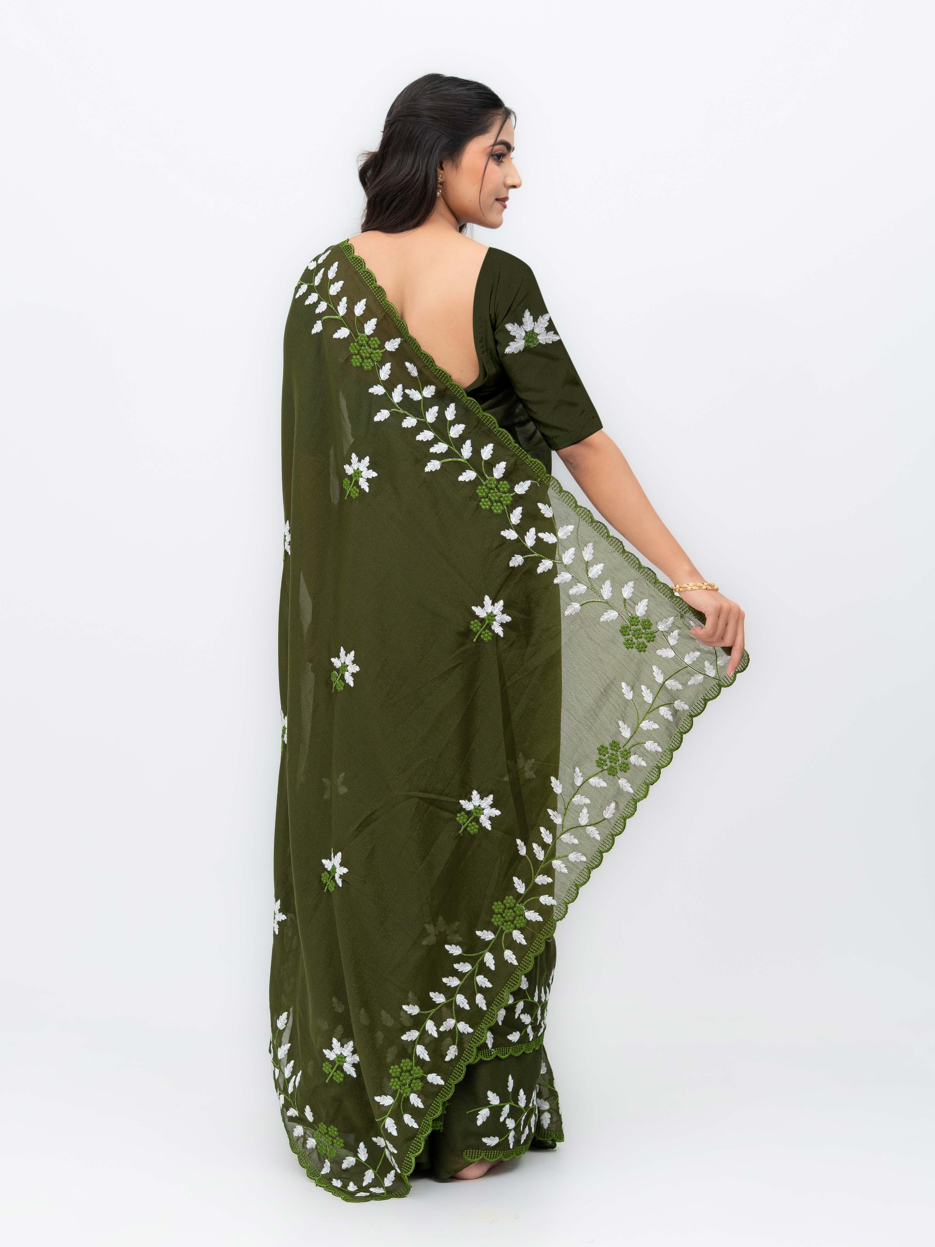 Green Georgette Saree