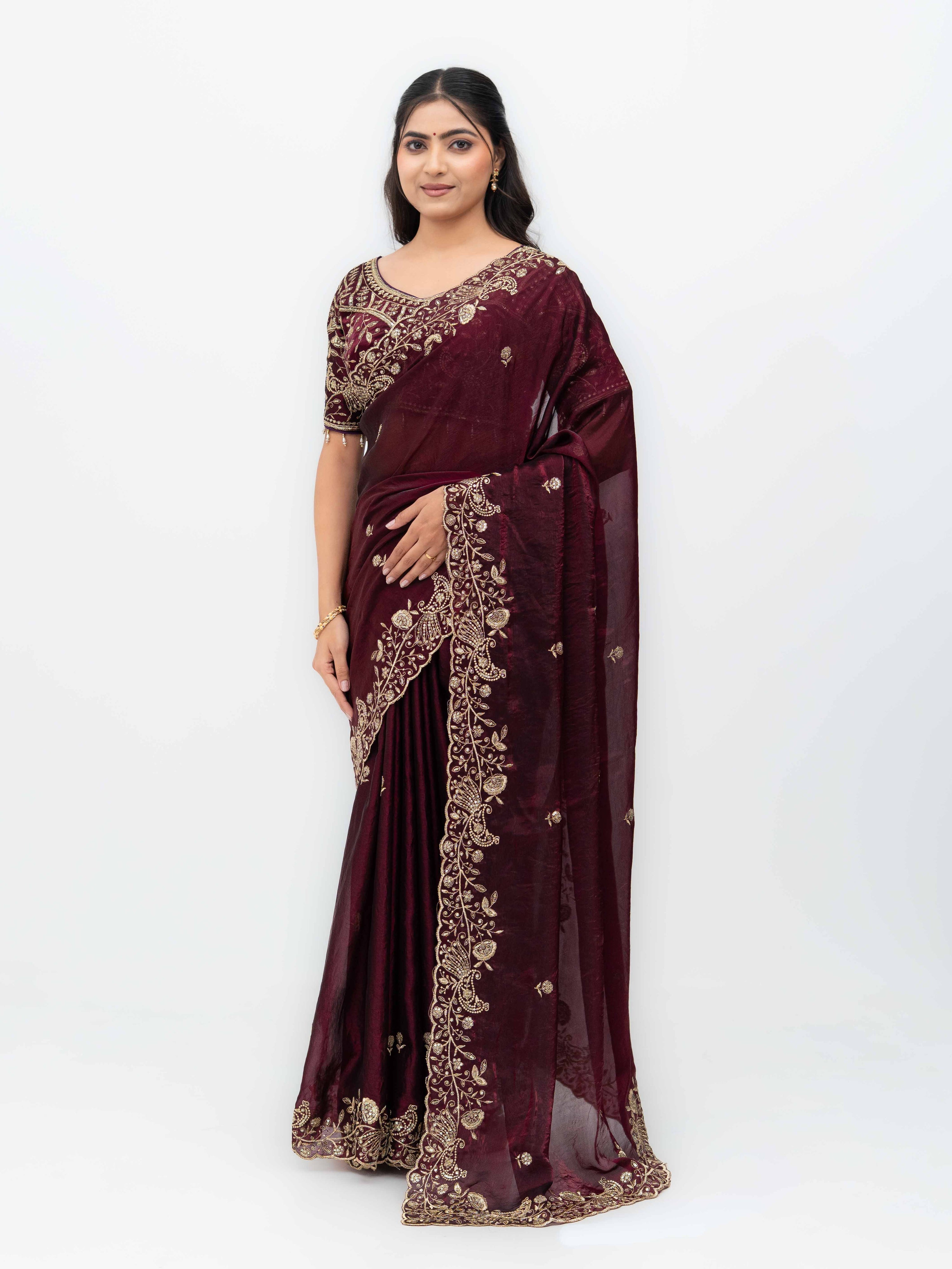 Wine Jimmi Choo Saree
