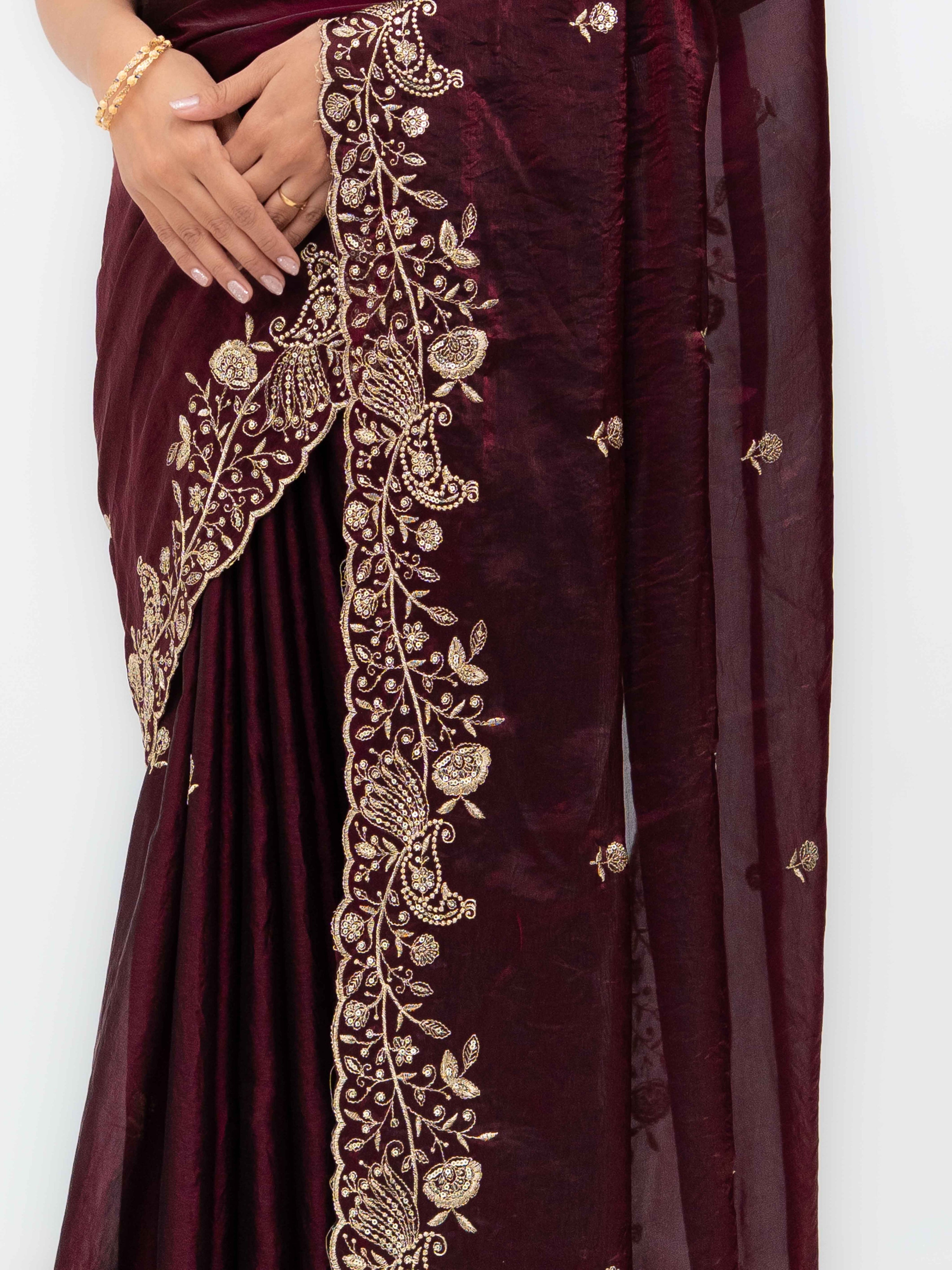 Wine Jimmi Choo Saree