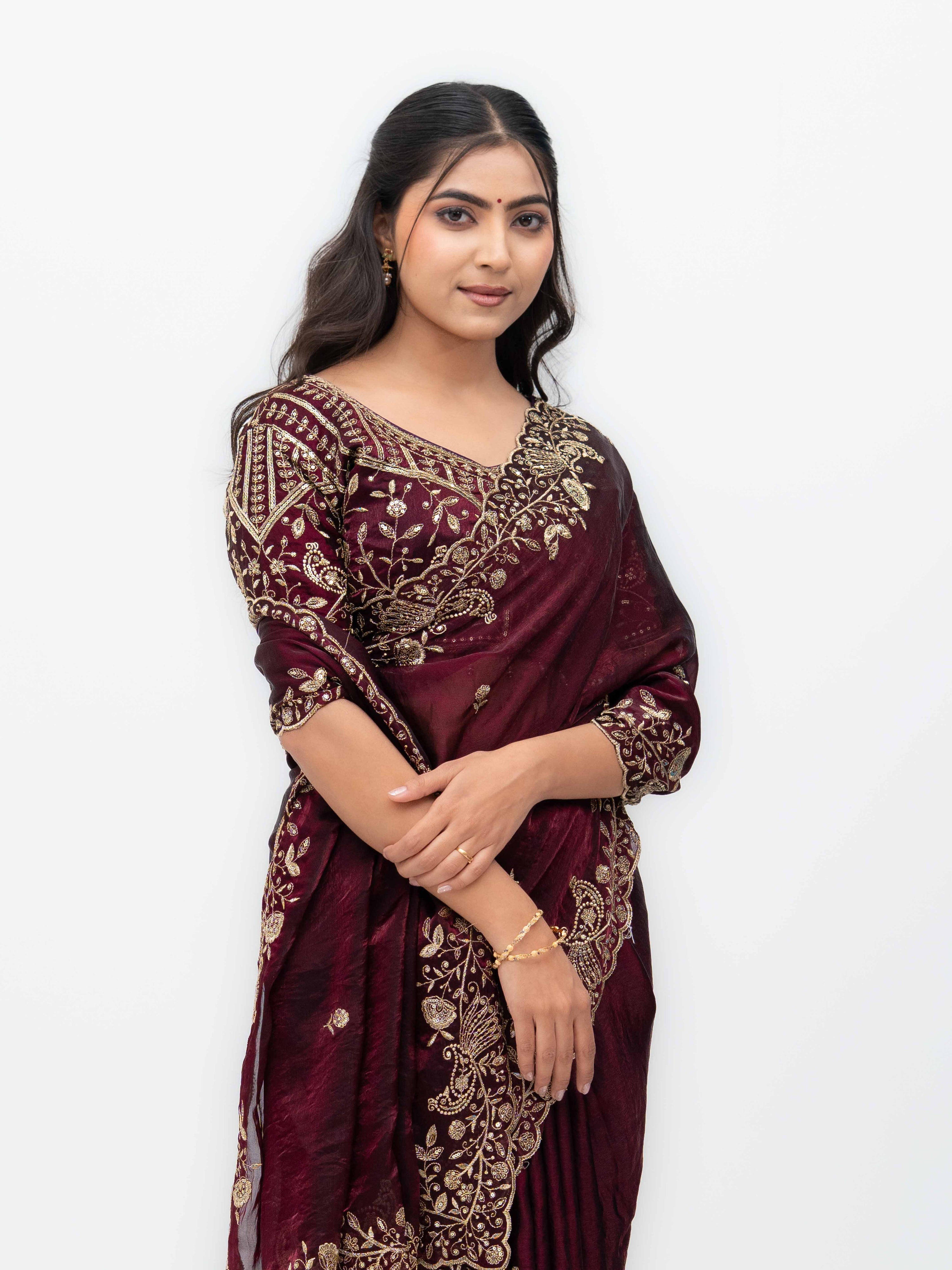 Wine Jimmi Choo Saree