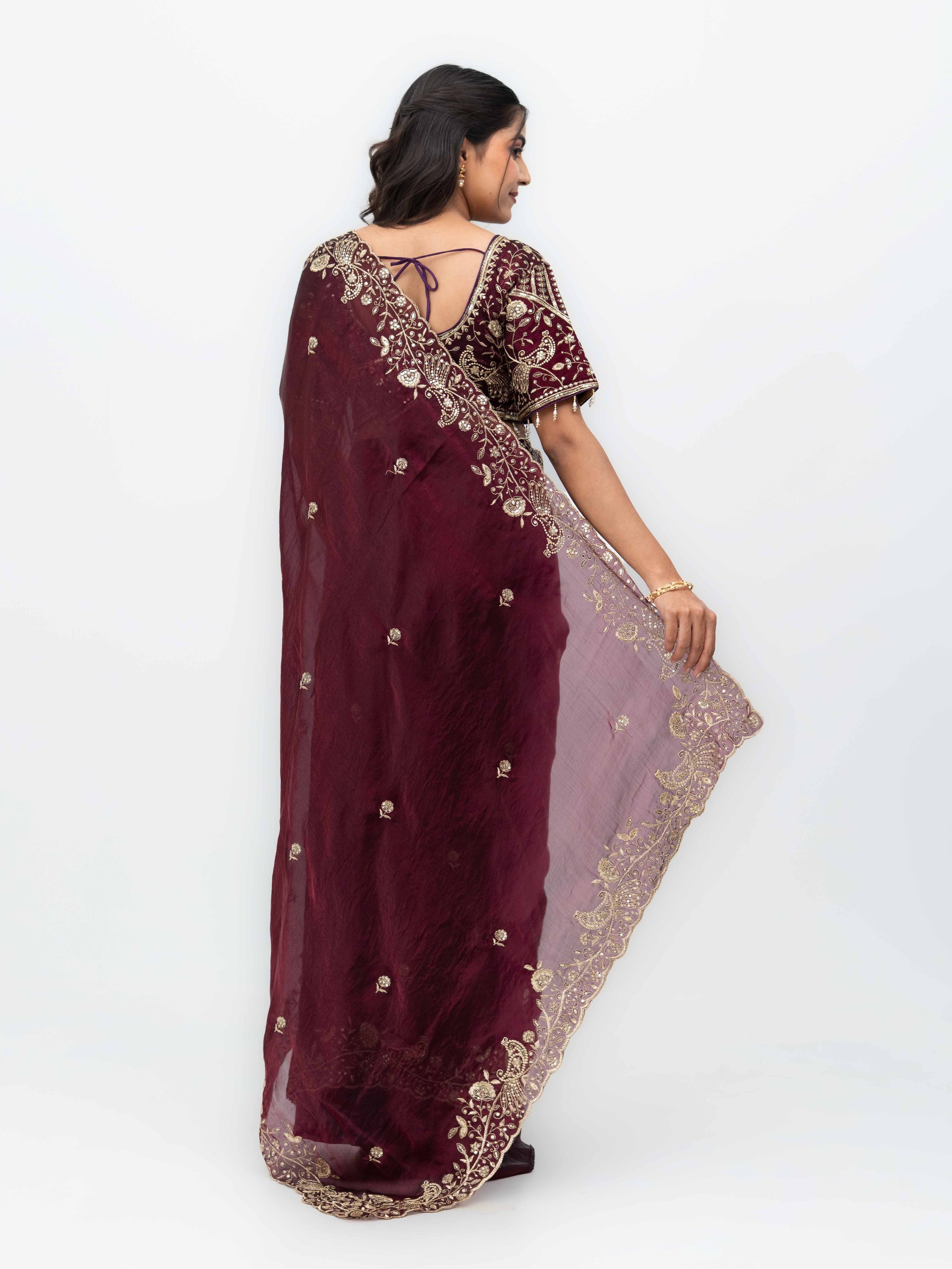 Wine Jimmi Choo Saree