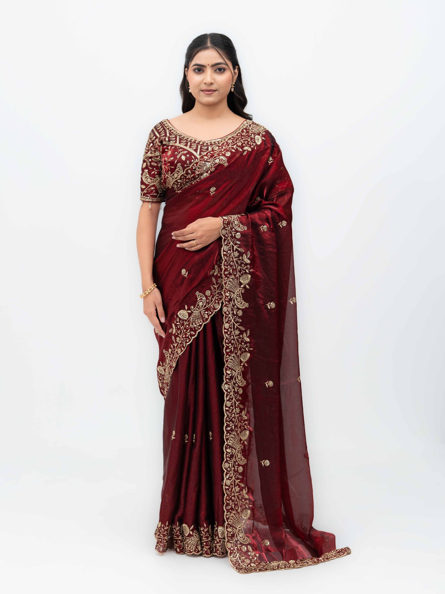 Maroon Jimmi Choo Saree