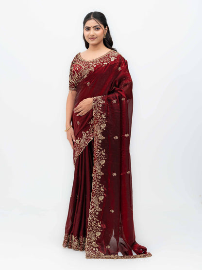 Maroon Jimmi Choo Saree