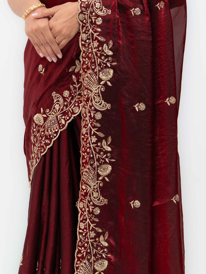 Maroon Jimmi Choo Saree