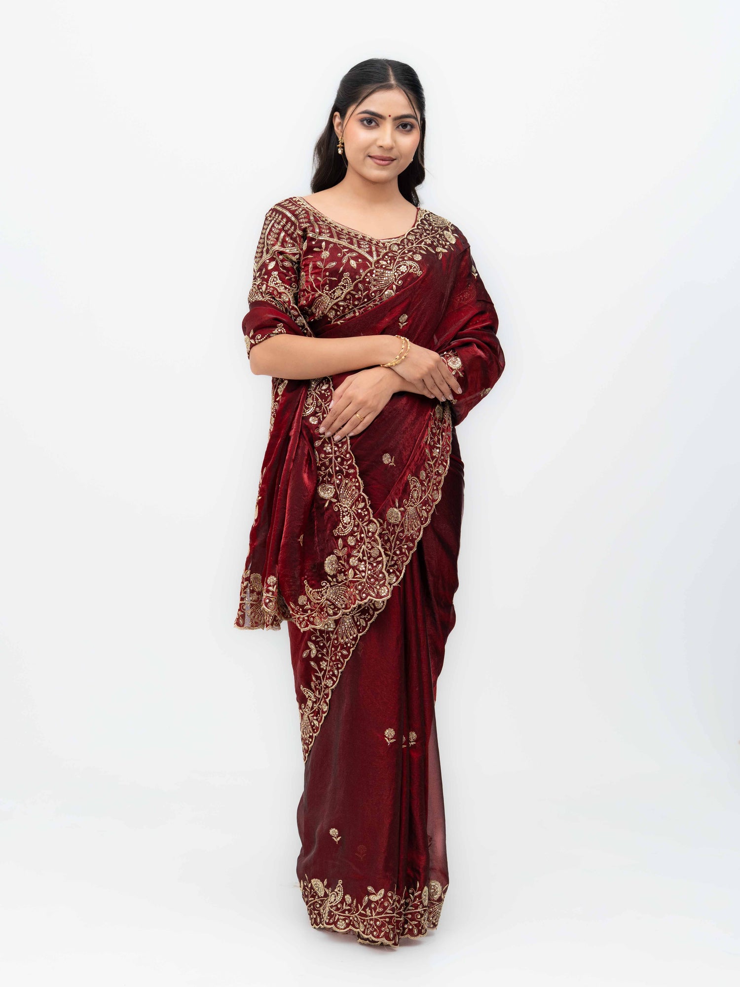 Maroon Jimmi Choo Saree