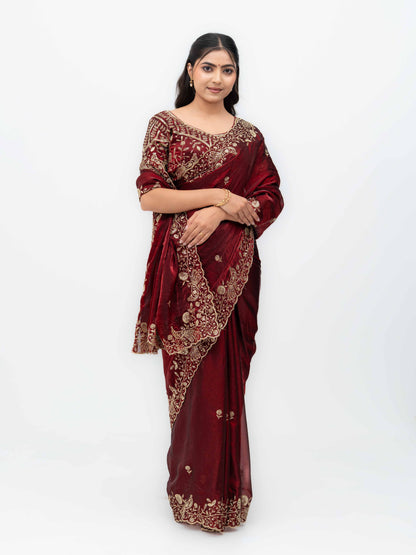Maroon Jimmi Choo Saree
