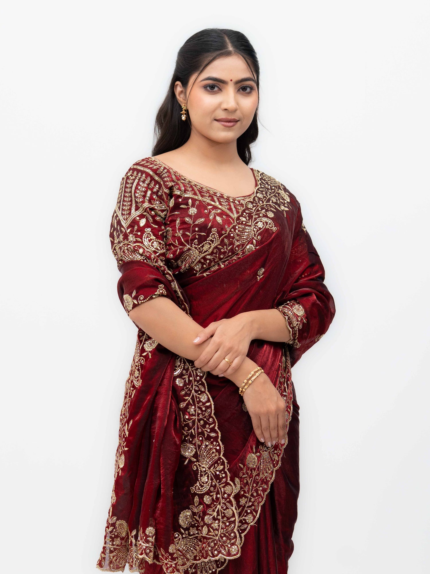 Maroon Jimmi Choo Saree