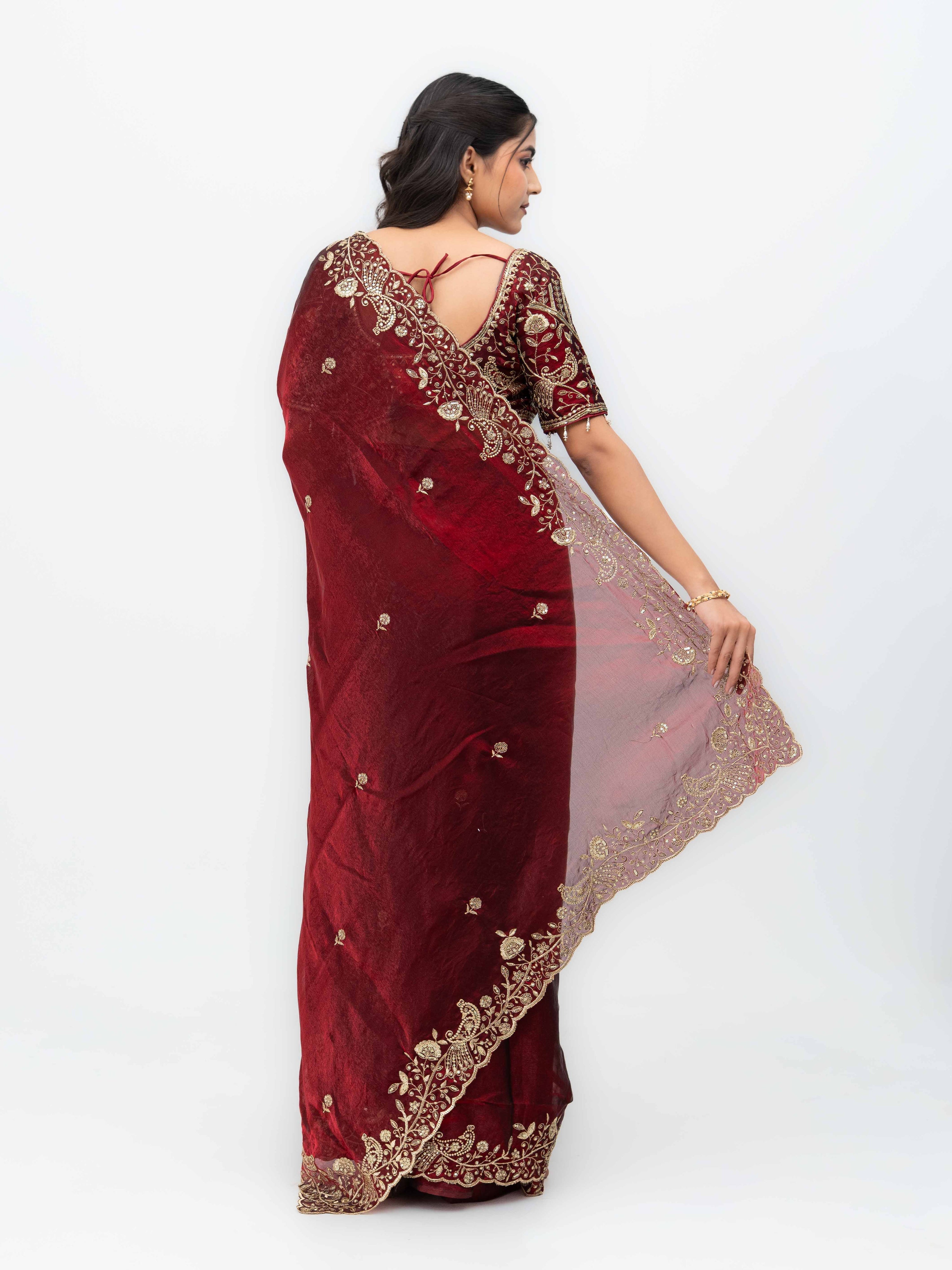 Maroon Jimmi Choo Saree