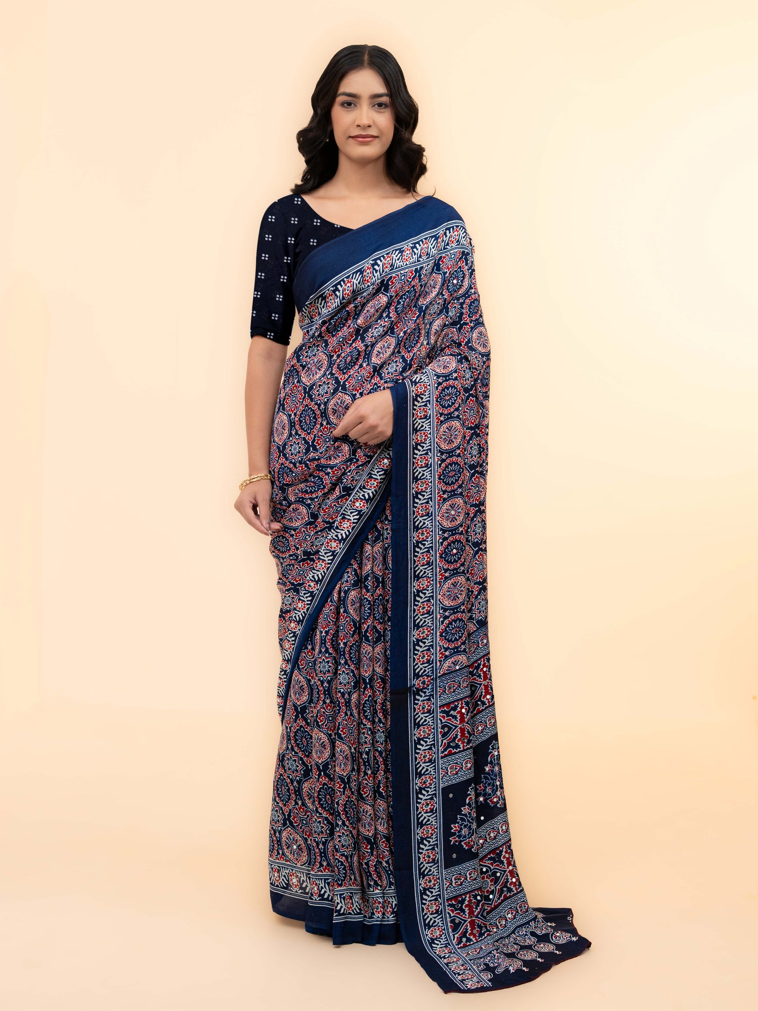 Navy Blue Crepe Silk Saree