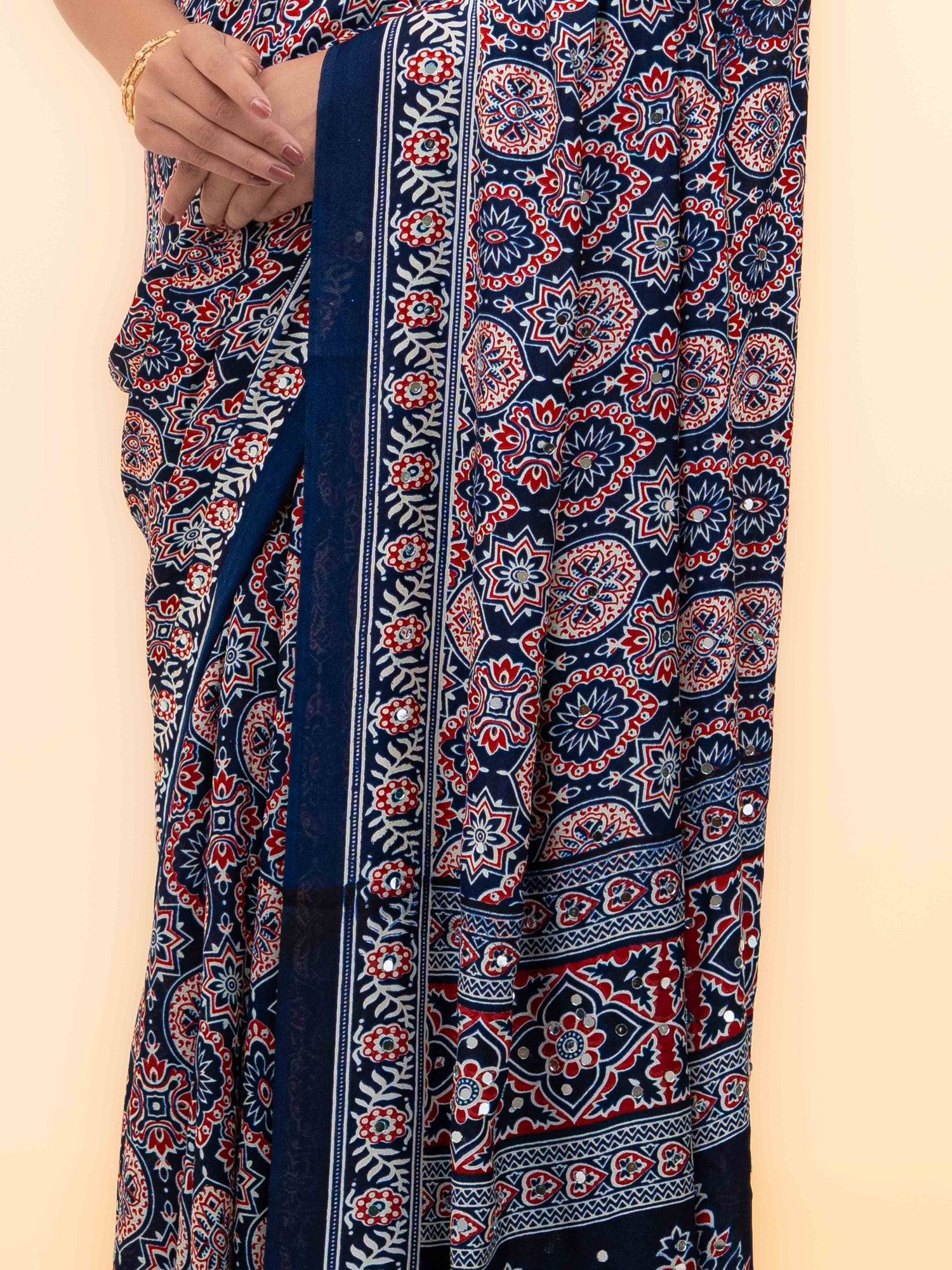 Navy Blue Crepe Silk Saree