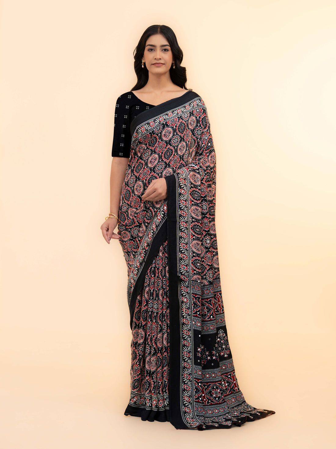 Black Crepe Silk Saree