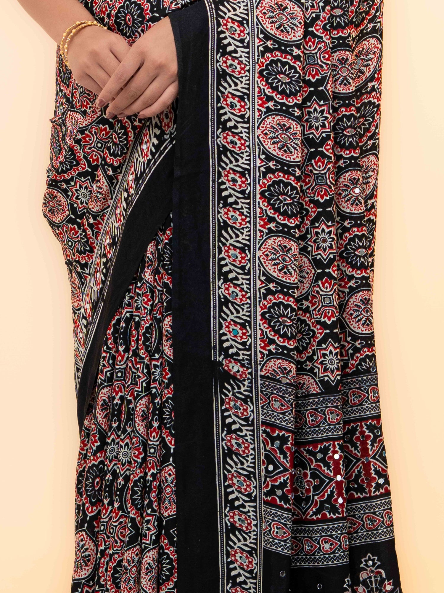 Black Crepe Silk Saree