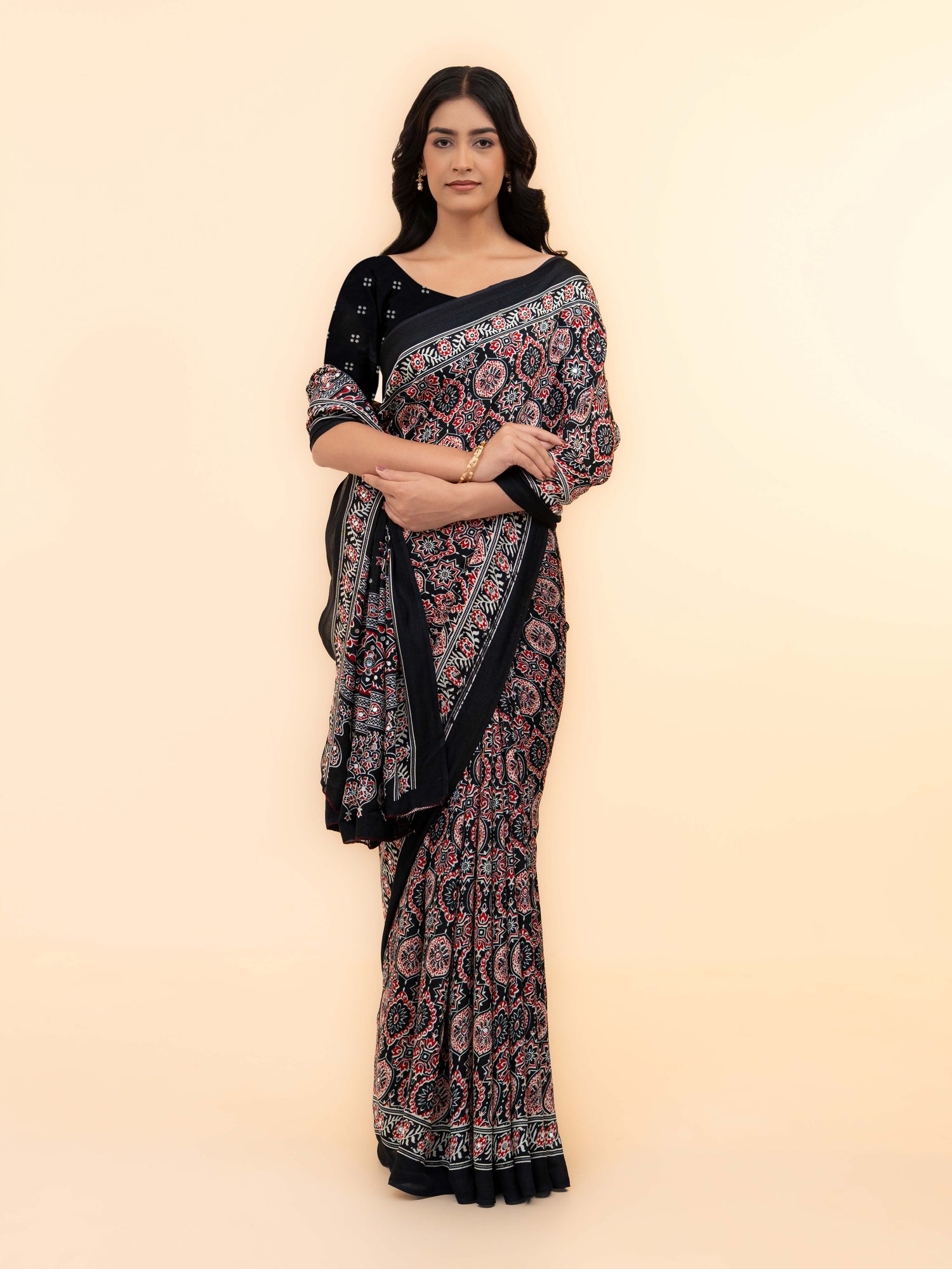 Black Crepe Silk Saree