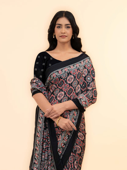 Black Crepe Silk Saree