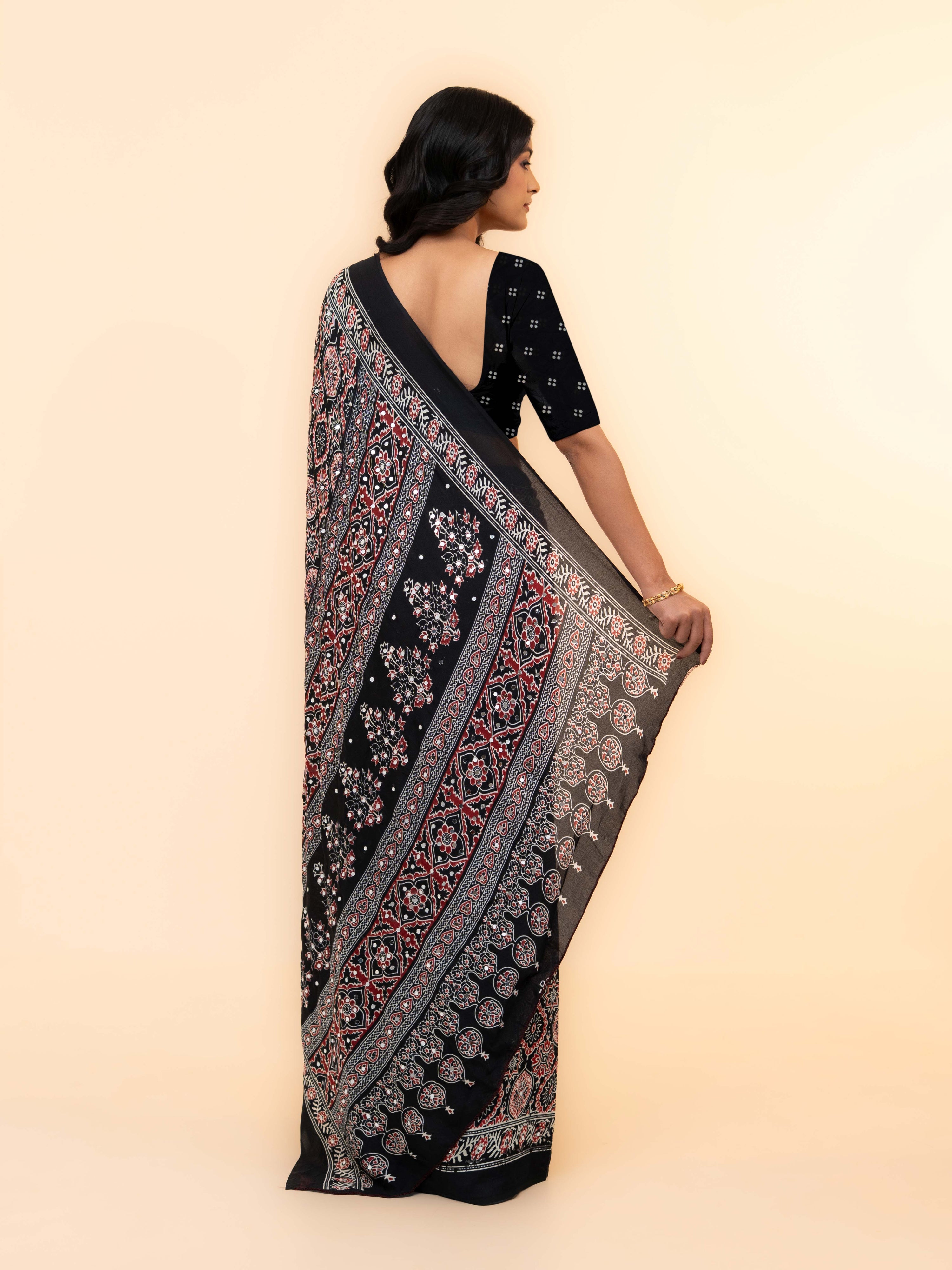 Black Crepe Silk Saree