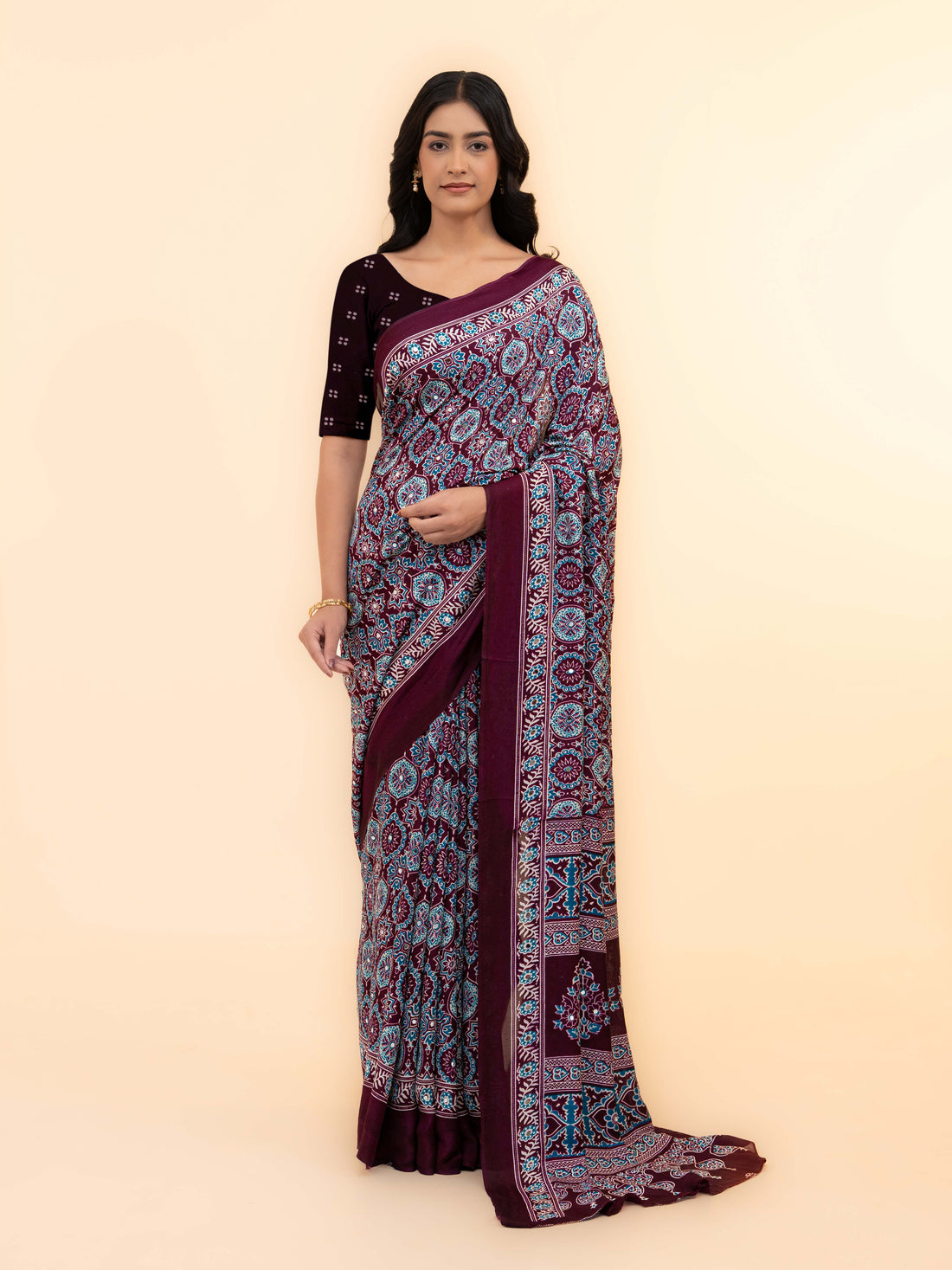 Wine Crepe Silk Saree