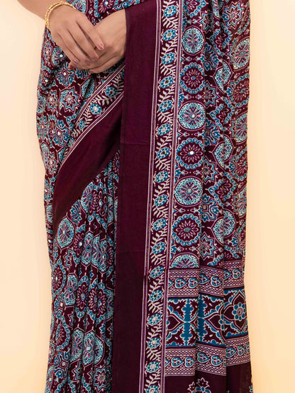Wine Crepe Silk Saree