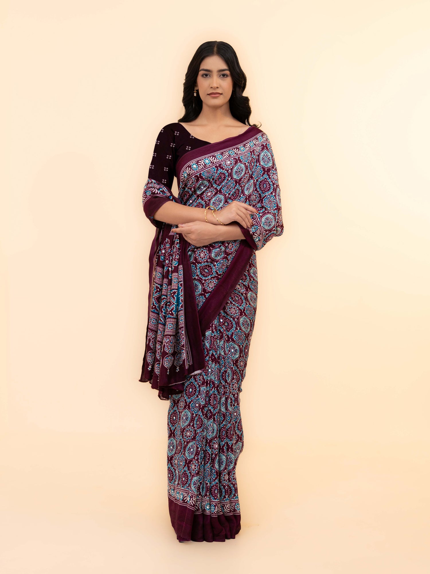 Wine Crepe Silk Saree