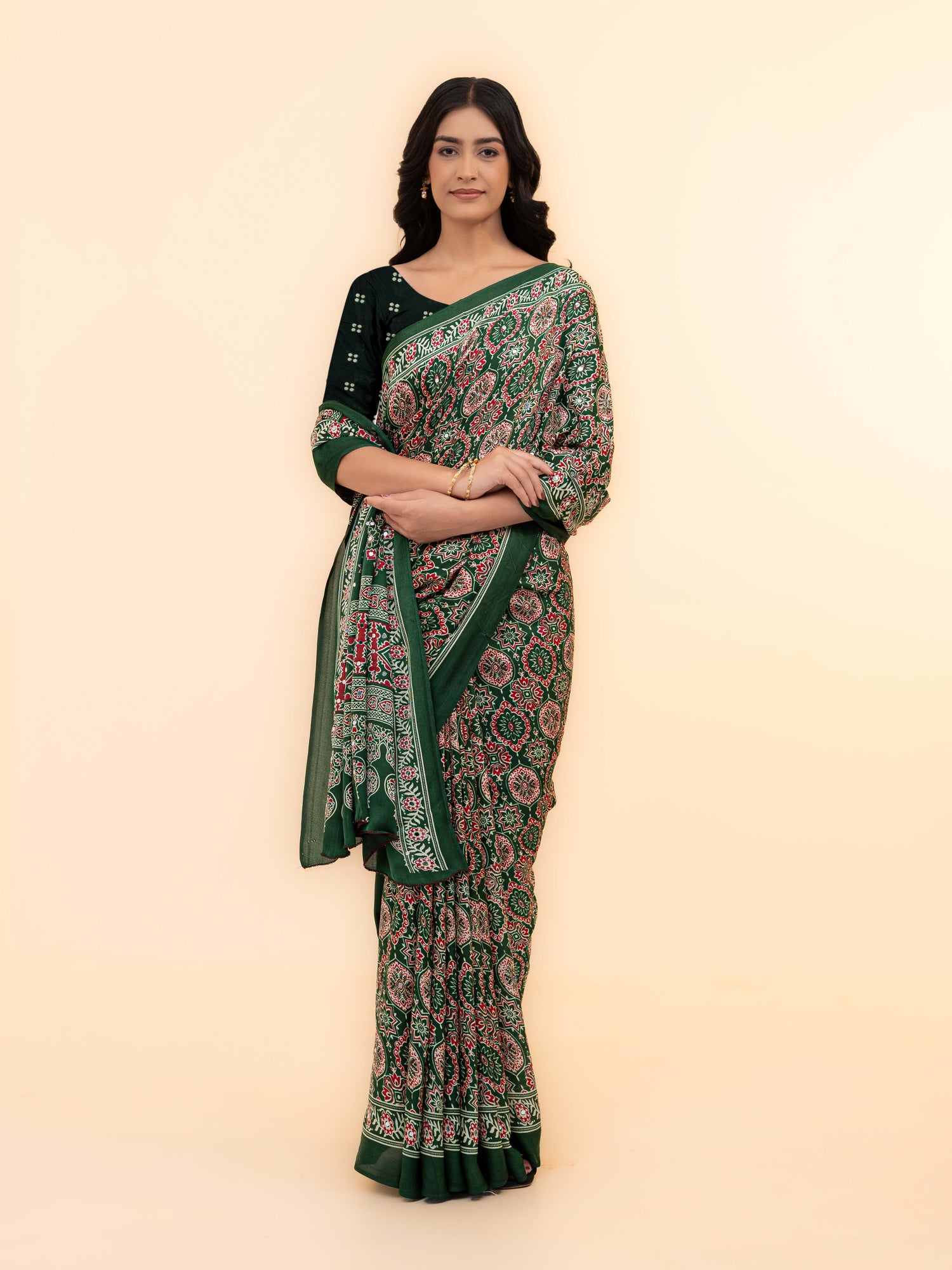 Green Crepe Silk Saree