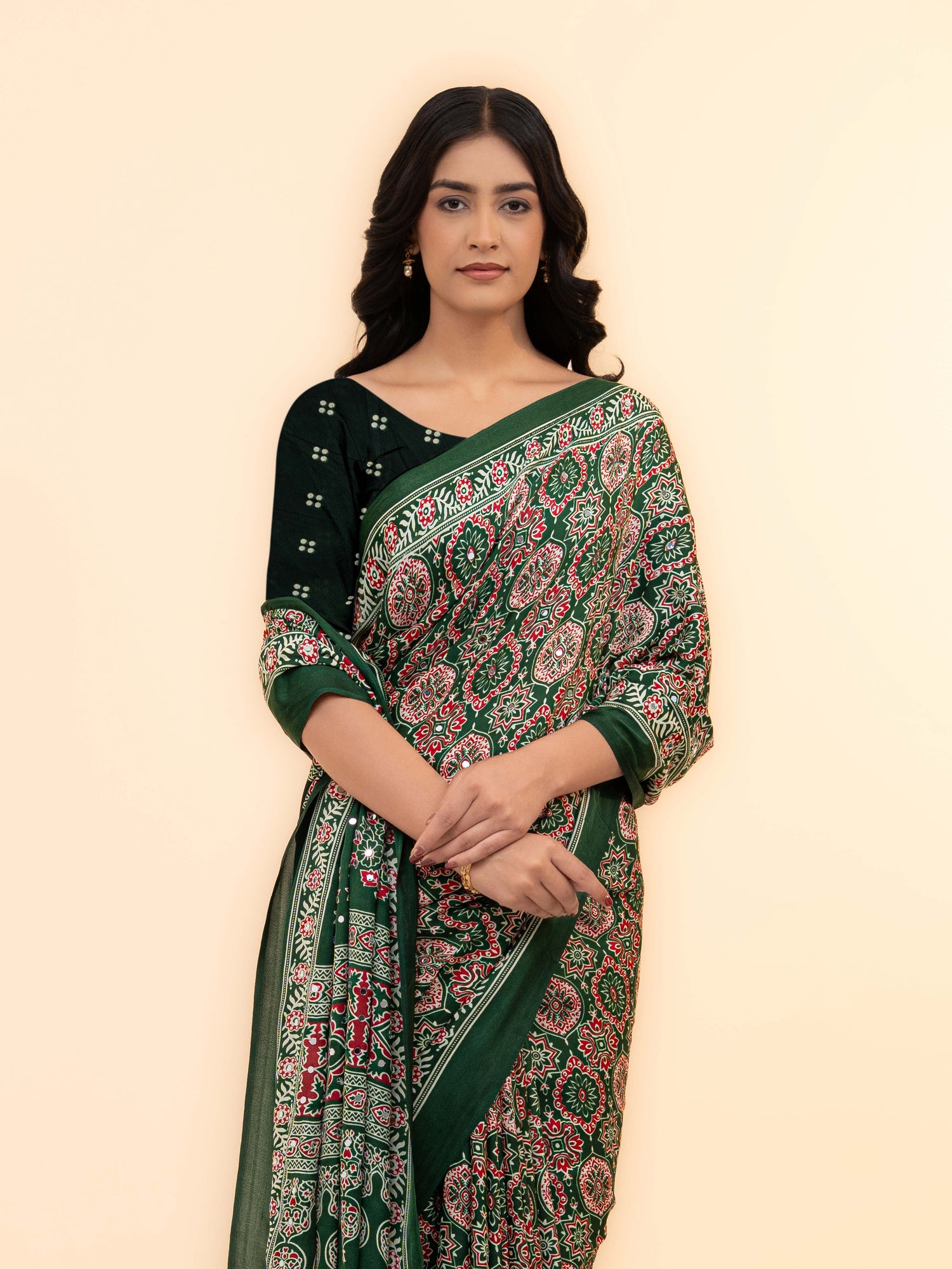 Green Crepe Silk Saree