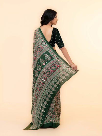Green Crepe Silk Saree