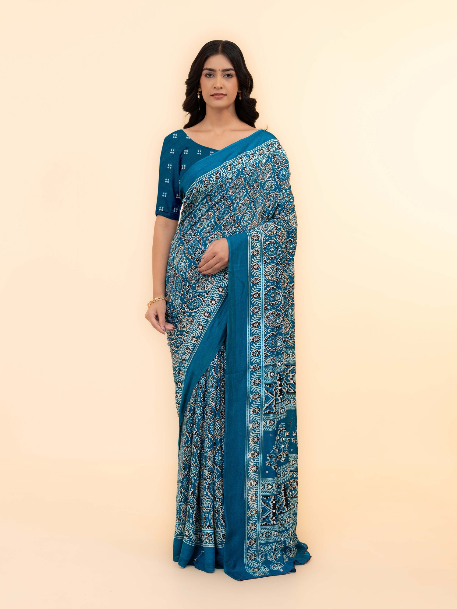 Blue Crepe Silk Saree