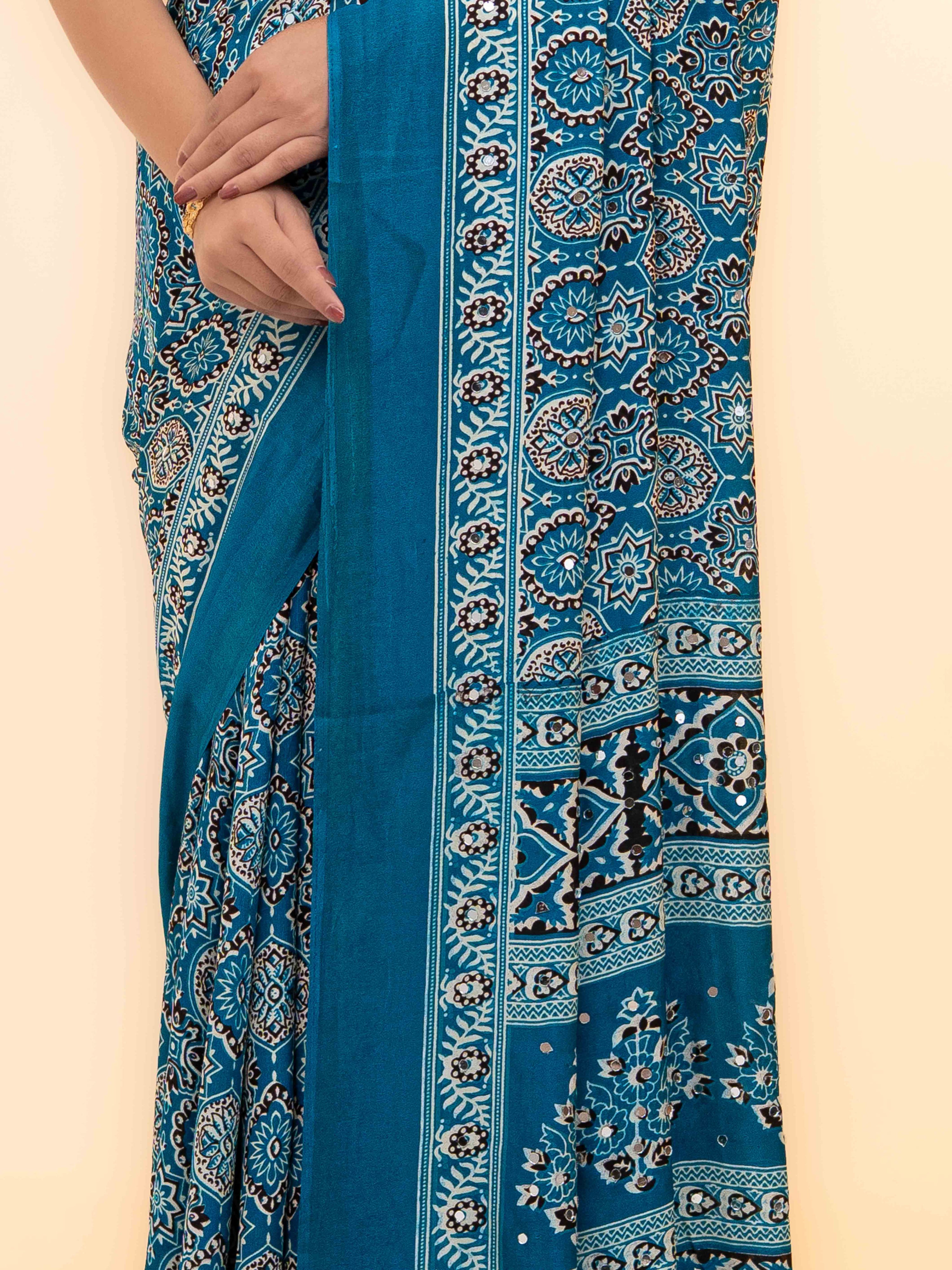Blue Crepe Silk Saree