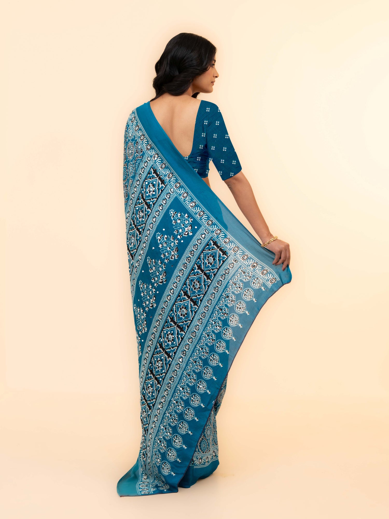 Blue Crepe Silk Saree