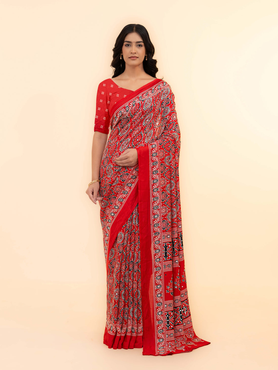Red Crepe Silk Saree