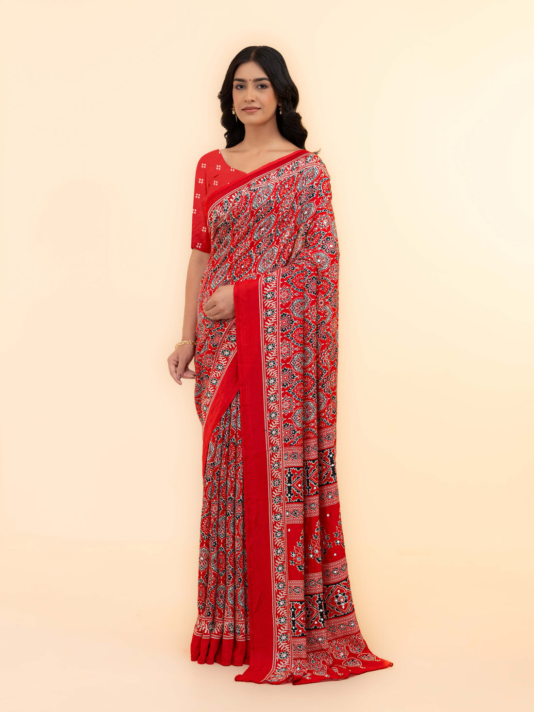 Red Crepe Silk Saree