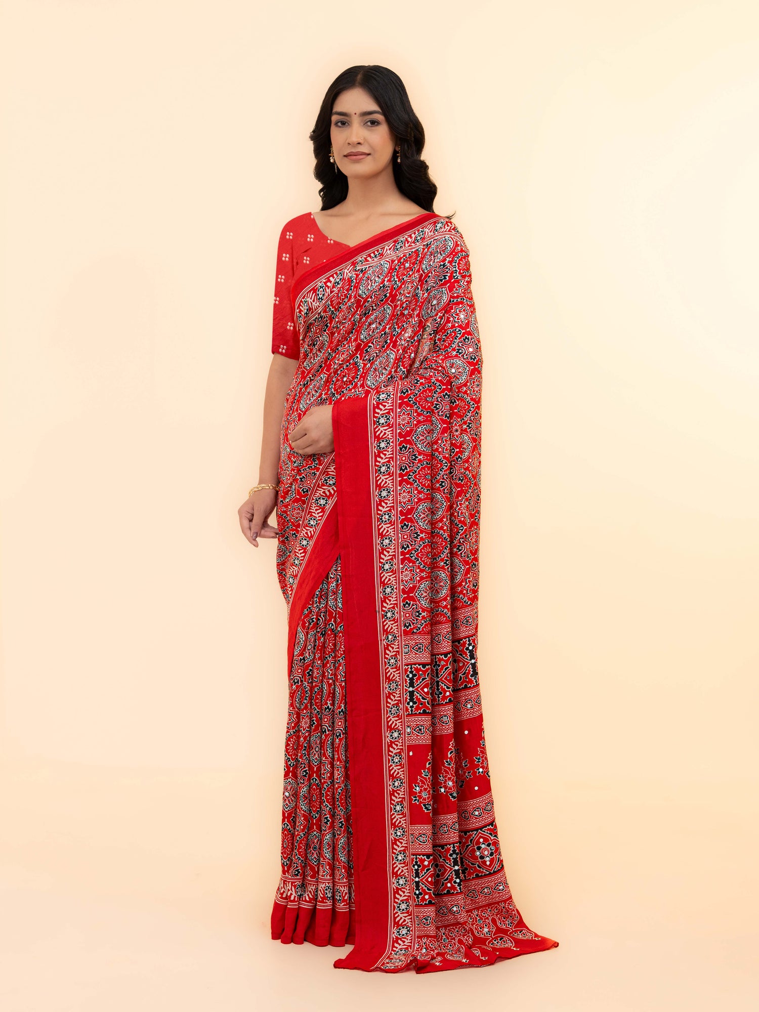 Red Crepe Silk Saree
