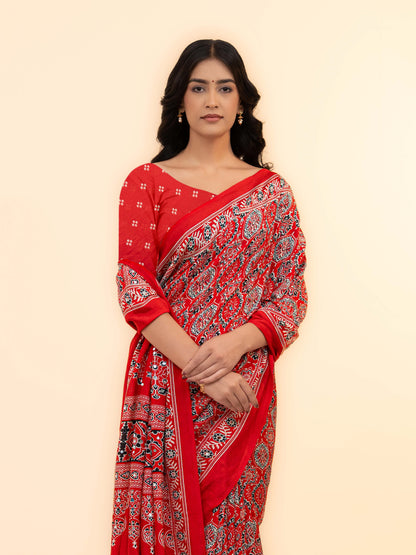 Red Crepe Silk Saree