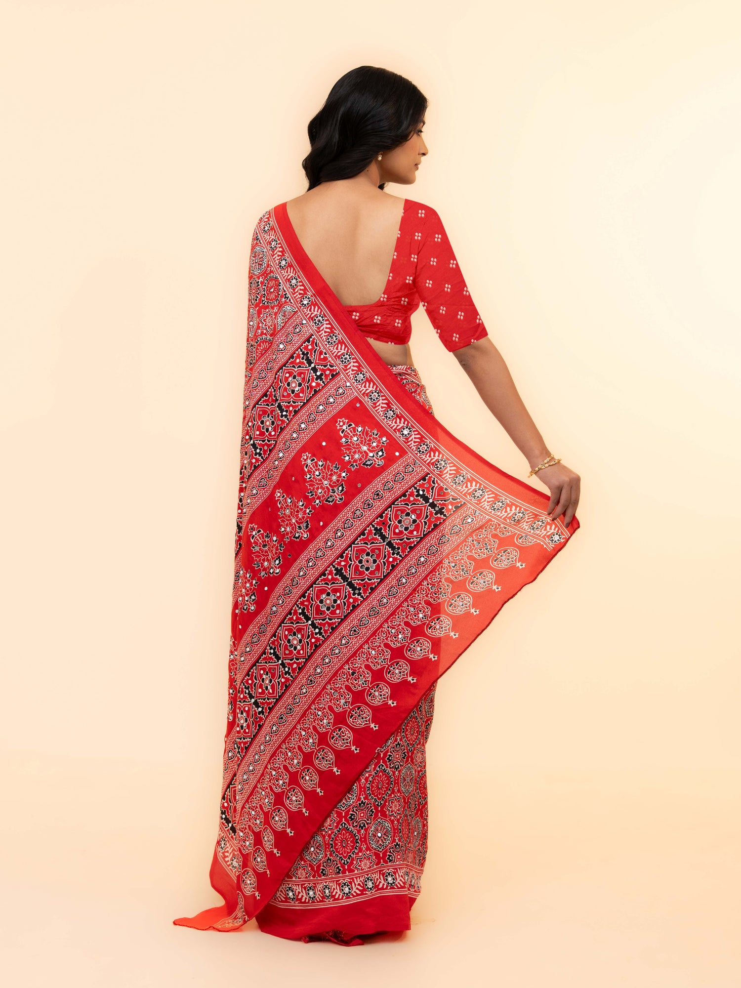 Red Crepe Silk Saree