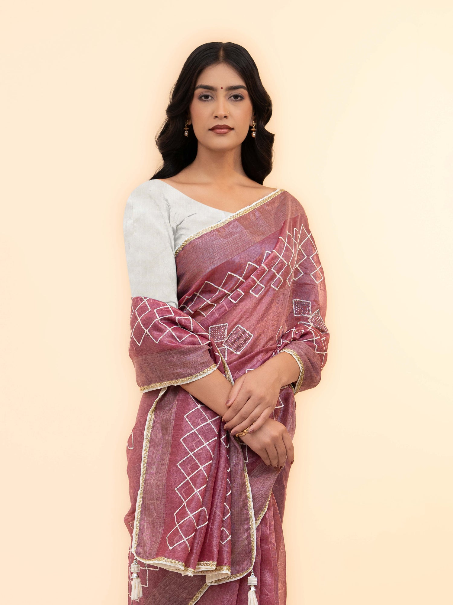 Rose Pink Tissue Silk Saree