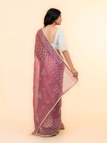 Rose Pink Tissue Silk Saree
