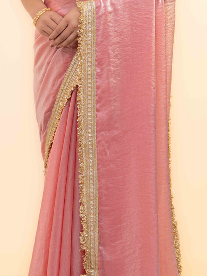 Baby Pink Tissue Silk Saree