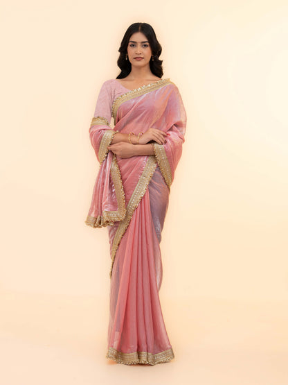 Baby Pink Tissue Silk Saree