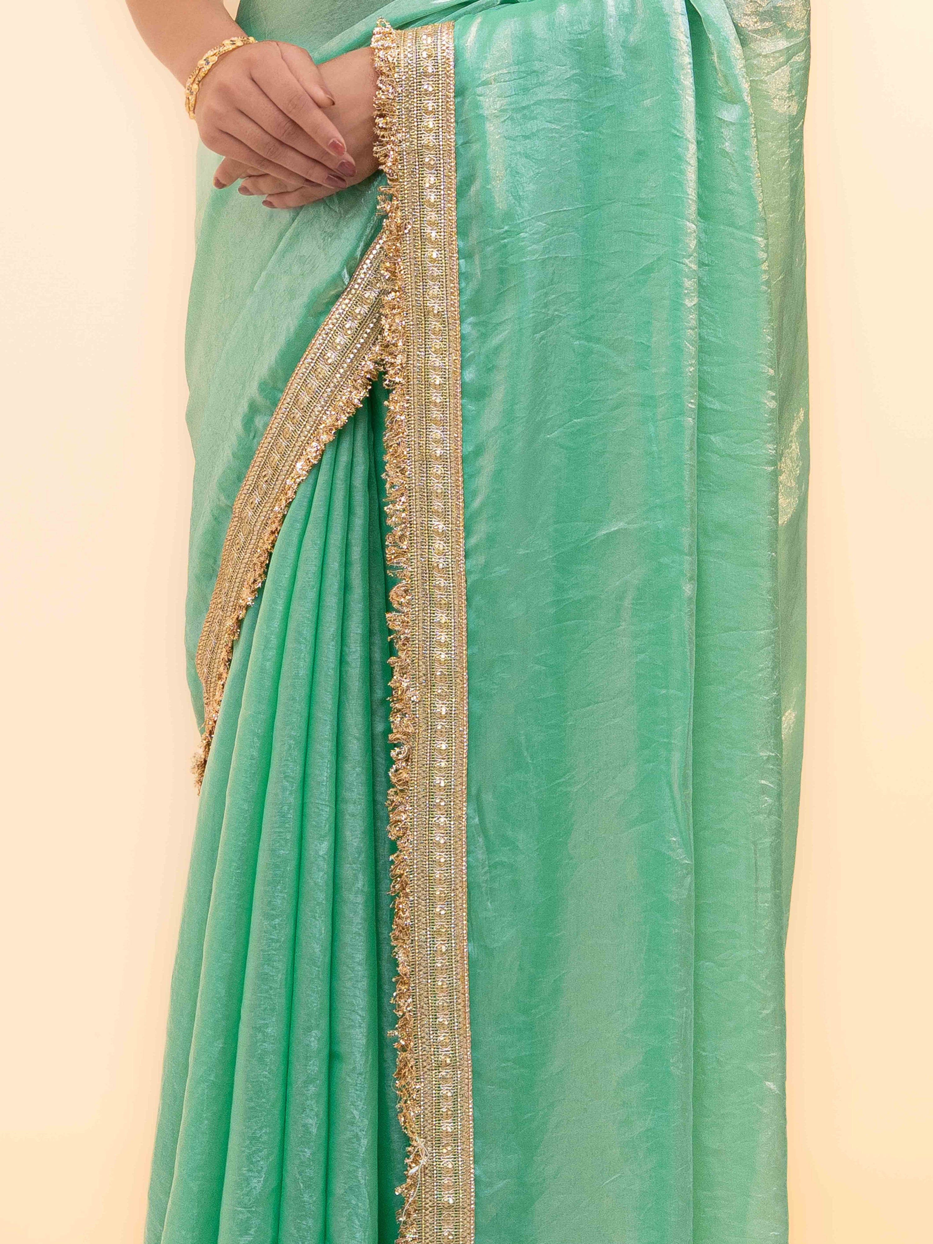 Mint Green Tissue Silk Saree