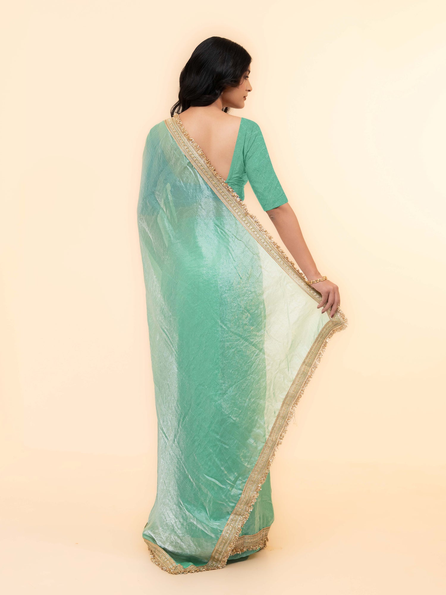 Mint Green Tissue Silk Saree