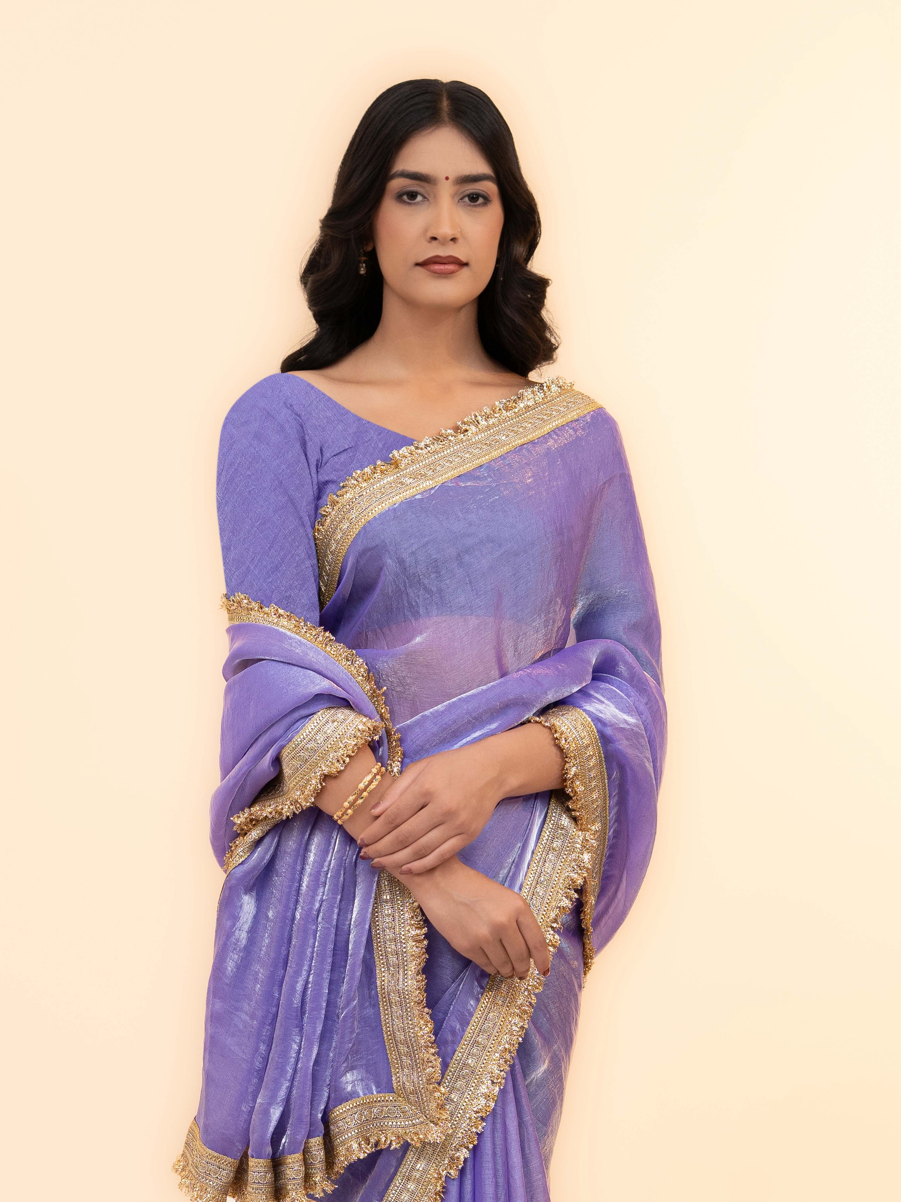 Purple Tissue Silk Saree