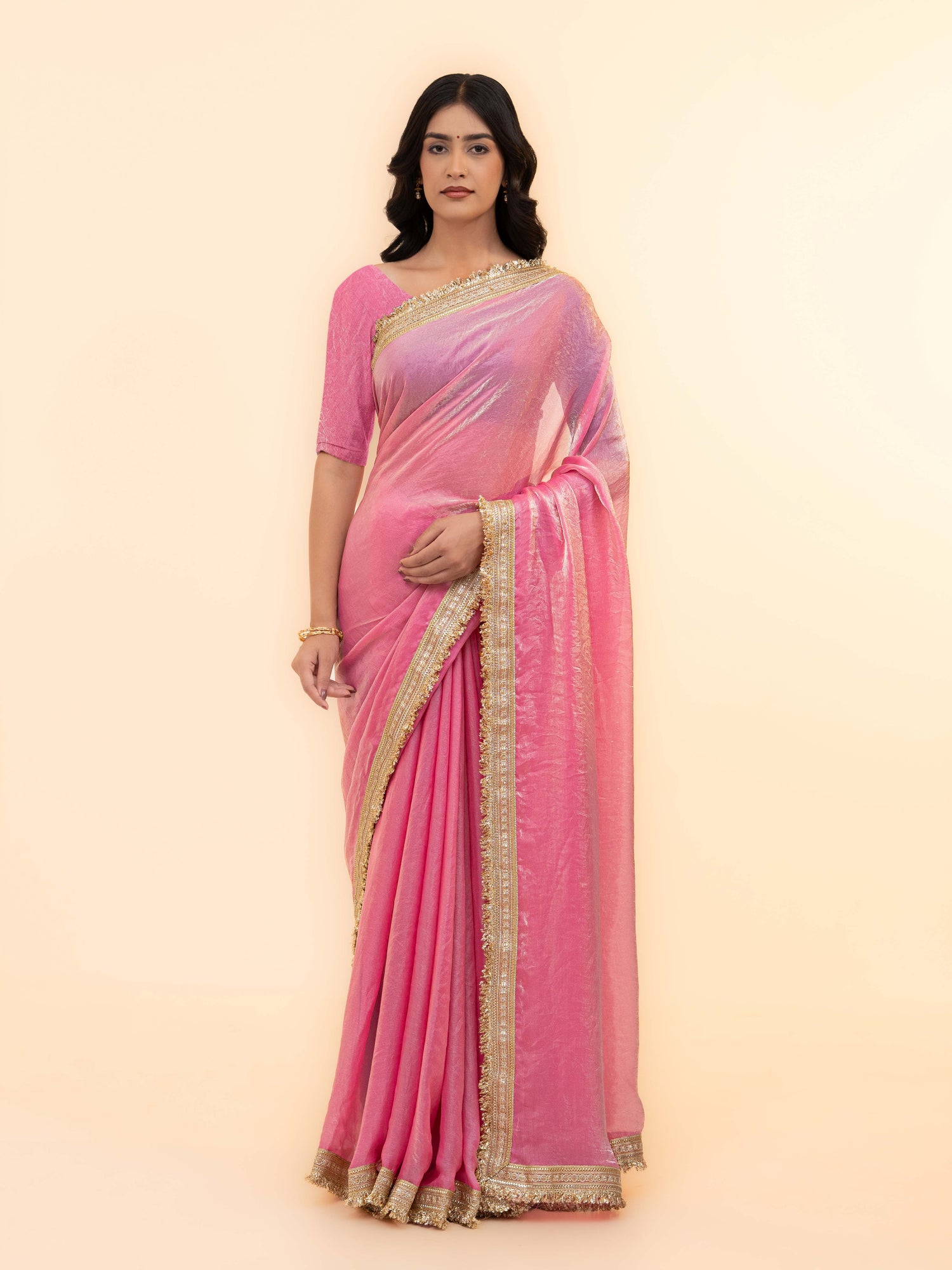 Pink Tissue Silk  Saree