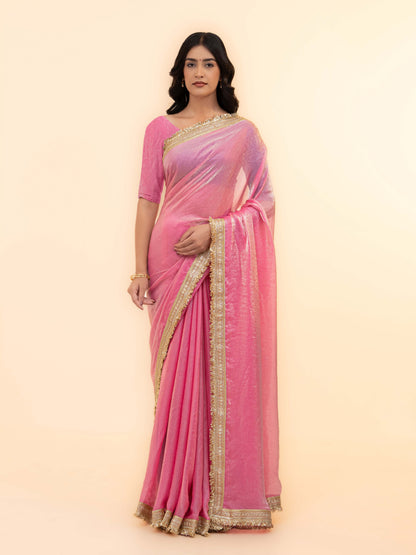 Pink Tissue Silk  Saree